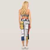 Leggings Capri Mondrian Peinture Rouge Plane Jaune Noir Gris Bleu (Verso)