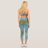 Leggings Capri Monet inspiré Lake Cattails Bleu et vert (Verso)