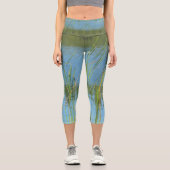 Leggings Capri Monet inspiré Lake Cattails Bleu et vert (Recto)