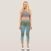 Leggings Capri Monet inspiré Lake Cattails Bleu et vert (Recto)