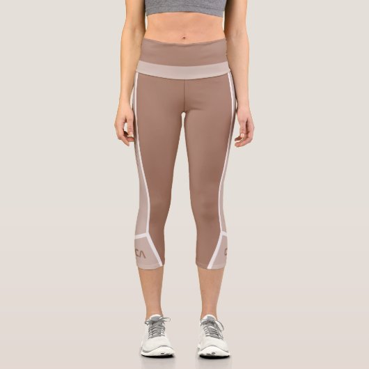 Leggings Capri Monogramme Chic Boho Mocha Mousse Sportive (Recto)