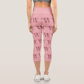 Leggings Capri Monogramme de fille et nom rose roux (Verso)