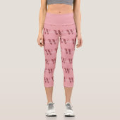 Leggings Capri Monogramme de fille et nom rose roux (Recto)