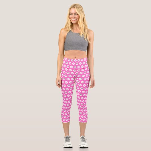 Leggings Capri Monogramme de point rose Polka (Recto)