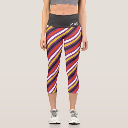 Leggings Capri Monogramme Fun Girly Stripe moderne Halloween (Recto)