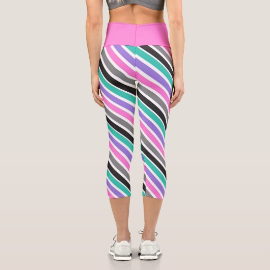 Leggings Capri Monogramme Fun Girly Stripe moderne Halloween (Verso)