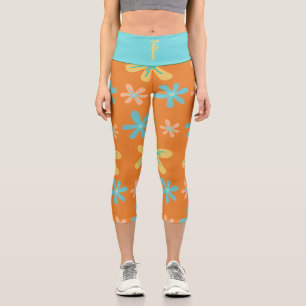 Leggings Capri Monogramme personnalisé Orange Jaune tenue moderne