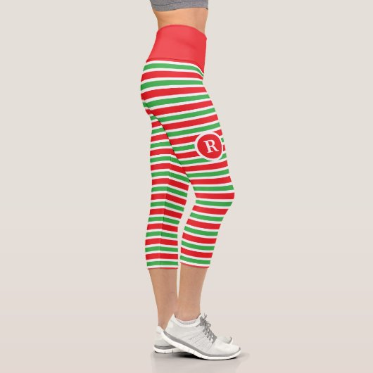 Leggings Capri Monogramme rouge blanc rayé (Droite)