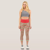Leggings Capri Monogramme rouge blanc rayé (Recto)