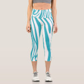 Leggings Capri Monogramme Turquoise rayé Zèbre motif tendance (Recto)