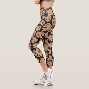 Leggings Capri Monstera en Tan et noir
