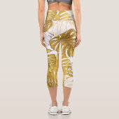 Leggings Capri Monstera Feuilles : Blanc doré (Verso)