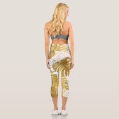 Leggings Capri Monstera Feuilles : Blanc doré (Verso)