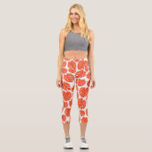 Leggings Capri Monstera - Orange et blanc (Recto)