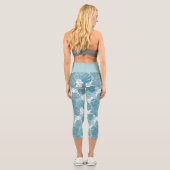 Leggings Capri Monstre Bleu Feuille Plante Botanique Motif (Verso)