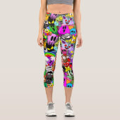 Leggings Capri Monstres caractères mignons Motif d'Halloween (Recto)