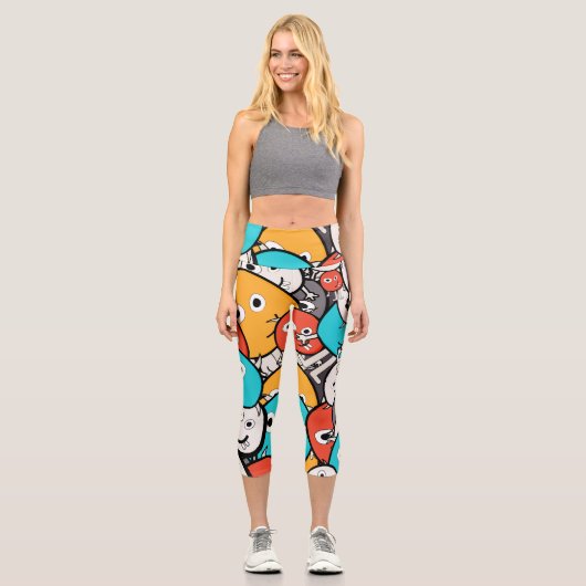 Leggings Capri Monstres de dessin (Recto)