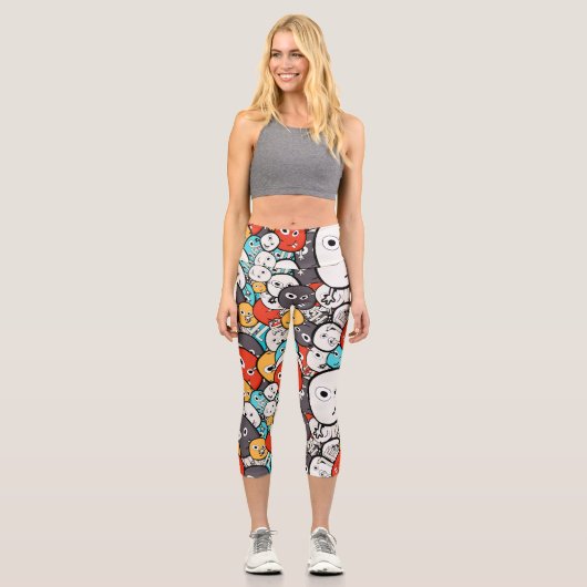 Leggings Capri Monstres fous colorés (Recto)