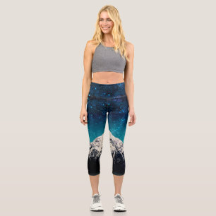 Leggings Capri Montagne de galaxie rêvée au-dessus des nuages