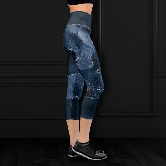 Leggings Capri Moody Agate | Marine Denim Steel Blue Faux Parties
