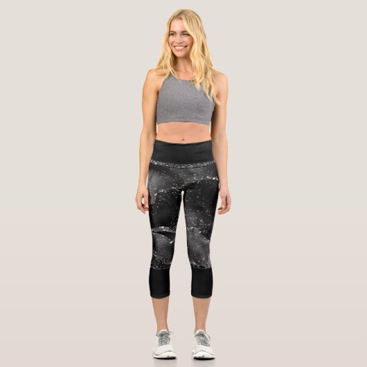 Leggings Capri Moody Agate | Onyx Black Silver Vampy Goth Parties (Recto)