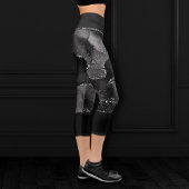 Leggings Capri Moody Agate | Onyx Black Silver Vampy Goth Parties