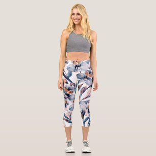 Leggings Capri Moody Alstroemeria : Motif des fleurs d'aquarelle