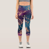 Leggings Capri Moody Luxe Marble | Profond violet et Turquoise or (Recto)