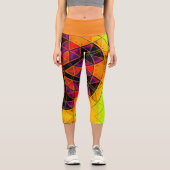 Leggings Capri Mosaic Mandala Fleur Rouge violet et orange (Recto)