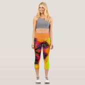 Leggings Capri Mosaic Mandala Fleur Rouge violet et orange (Recto)