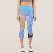 Leggings Capri Mosaic Mandala Flower bleu et jaune (Recto)