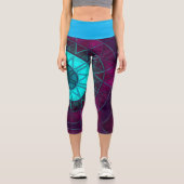 Leggings Capri Mosaic Mandala Flower bleu et violet (Recto)