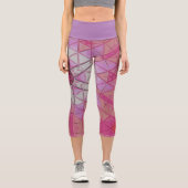 Leggings Capri Mosaic Mandala Flower rose et blanc (Recto)