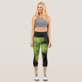 Leggings Capri Mosaic Mandala Flower vert jaune et noir (Recto)