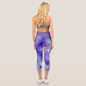 Leggings Capri Mosaic Mandala Flower violet bleu et blanc (Verso)