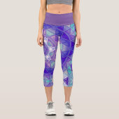 Leggings Capri Mosaic Mandala Flower violet bleu et blanc (Recto)