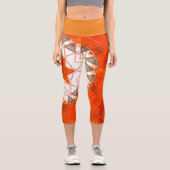 Leggings Capri Mosaic Mandala Orange et Blanc (Recto)