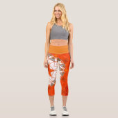 Leggings Capri Mosaic Mandala Orange et Blanc (Recto)