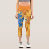 Leggings Capri Mosaic Mandala orange et bleu (Recto)