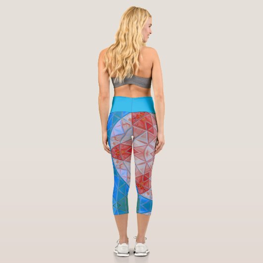 Leggings Capri Mosaic Mandala Rouge Blanc et Bleu (Verso)