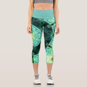 Leggings Capri Mosaic Mandala Turquoise et jaune (Recto)
