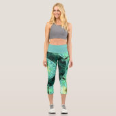 Leggings Capri Mosaic Mandala Turquoise et jaune (Recto)