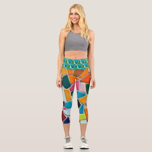Leggings Capri Mosaïque Abstraite (Recto)