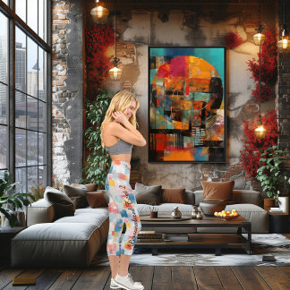 Leggings Capri Mosaïque Colorée : Motif Géométrique Abstrait Past