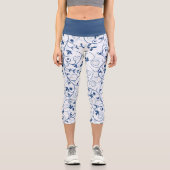 Leggings Capri Motif à bille bleu rétro (Recto)