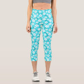 Leggings Capri Motif à fleurs bleu tropical (Recto)