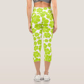 Leggings Capri Motif à fleurs en vert et blanc citron (Verso)