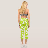 Leggings Capri Motif à fleurs en vert et blanc citron (Verso)