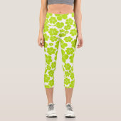 Leggings Capri Motif à fleurs en vert et blanc citron (Recto)