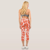 Leggings Capri Motif à fleurs - Orange et Blanc (Verso)